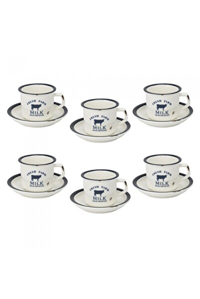 Culinaro Retro Farm 125ml porcelain coffee cup and saucer set 12 pieces