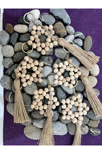 Boncuk سلسلة مفاتيح خشبية على شكل نجمة