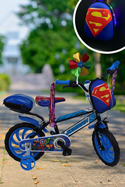 Joymax Süper kahramanlı Erkek Çocuk Bisikleti 15 jant Mavi - Led Işıklı Super...