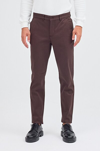 İmza Milky Brown Side Pocket Straight Leg Cotton Slim Fit Chino Casual Trousers 1003255155