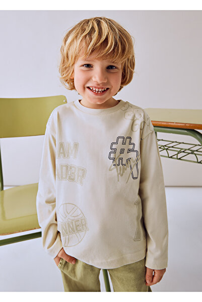 MAYORAL Bež boja Štampano Majica za dečake | 4-10 godina, okrugla kragna godi...