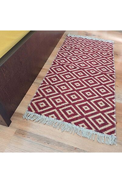 Covoraș Traditional carpet, double-sided, size 80x125cm, red and cream geometric