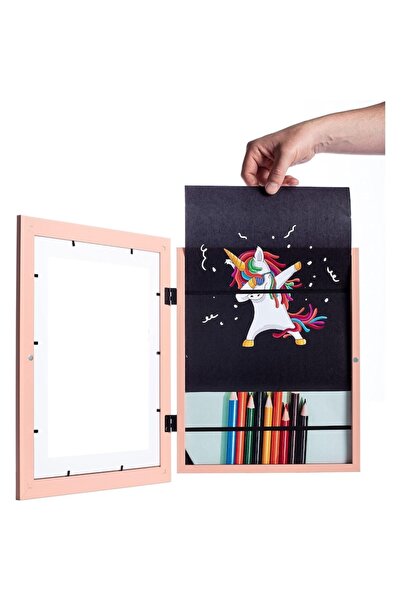 GOLD MARKET MDF Wood Photo Frame with A4 Storage Space and Safety Glass – Elegant Pink
