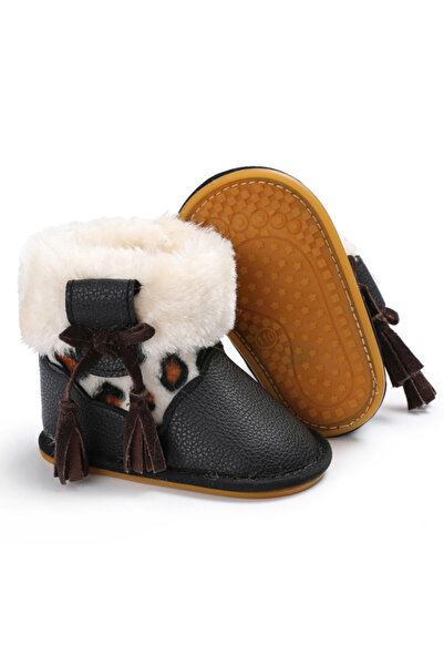 Superbaby Black booties for girls - Animal print