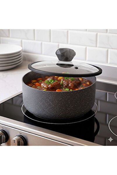SLKNMTFK 20 Cm Düz Silikon Çerçeveli Cam Kapak Siyah