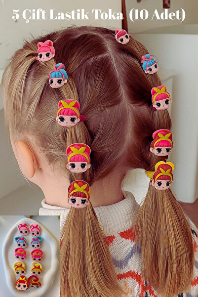 Nisankids Σετ 5 ζευγαριών λαστιχένιες πόρπες με φιγούρες κοριτσιών (10 τεμάχια)