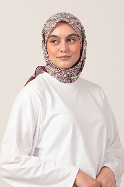 ipekistanbul Eșarfă din mătase de bumbac - model iarbă - maro