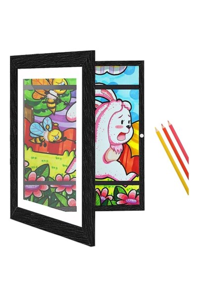 GOLD MARKET MDF Wood Photo Frame with A4 Storage Space and Safety Glass – Elegant Black