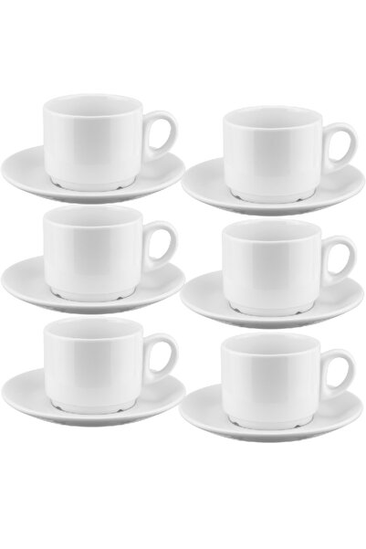 Culinaro Set 6 cesti cu farfurioare portelan Alvi 200ml