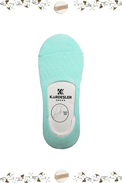 KARDEŞLER ÇORAP Women's Cotton Stitch-Free Invisible Non-Slip Heel Silicone Ballerina Socks Turquoise 6-Pack
