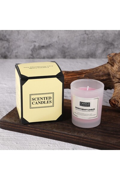 Flippy Scented Candle, Translucid Jar, 6.2 x 5.2 cm, Rose, Pink