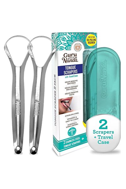 GuruNanda Guru Nanda Metal Dil Temizleyici 2 Adet + Seyehat Çantası