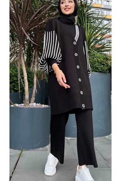 Cemre Life Set de două piese de tricotaje casual și elegante - Pantaloni tuni...