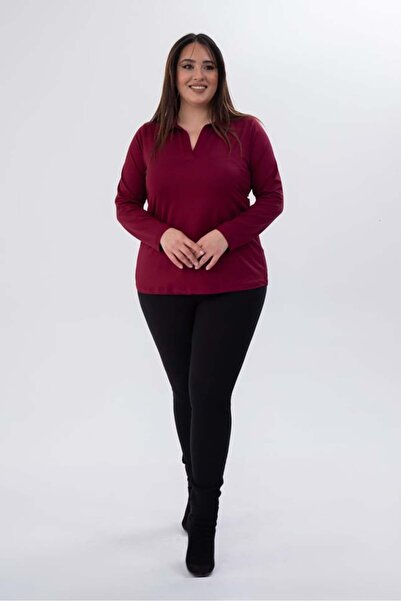Roxxlen Plus Size Blouse Burgundy