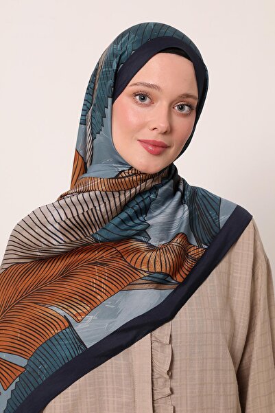 LuvenSara شال فلورا |   مطر أزرق داكن