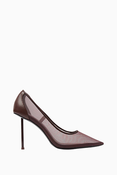 FEMME LA Colette 100 Burgundy Vegan Mesh Pointed Toe, Stiletto Heel Stylish W...