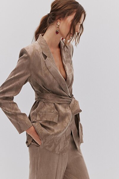 Shn YILAN DESENLİ LYOCELL CEKET PANTOLON TAKIM