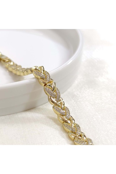 Güler Yüzlü Silver سوار شوبينغ المنسوج ذهبي 17+2 سم