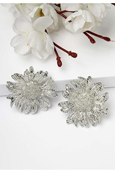 Avant-Garde Paris Cercei cu șurub floral argintii
