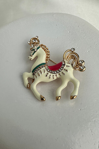 Modex Taş Detay Işıltılı Renkli Mineli Atlı Karınca Broş (4cm)