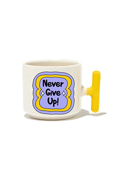 baskigo.com Never Give Up! Latte Cup - Gift Ceramic Mug