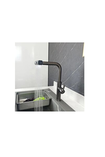 Trendy's Baterie pentru bucătărie,, cu pipă mobilă și perlator extractabil cu două funcții, finisaj gri