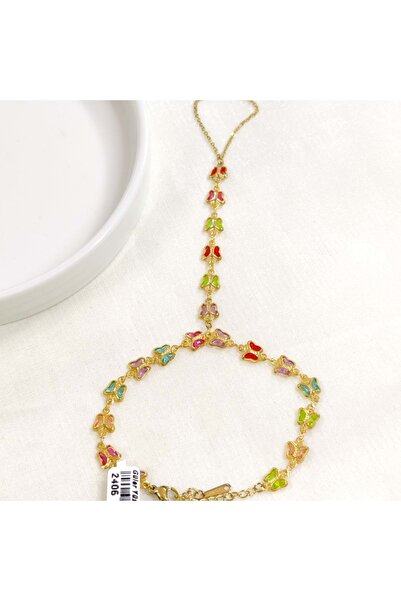 Güler Yüzlü Silver فراشة فولاذية ملونة شاهميران ذهبية - ذهبية صفراء