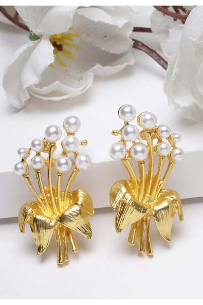 Avant-Garde Paris Cercei cu perle placate cu aur Hibiscus