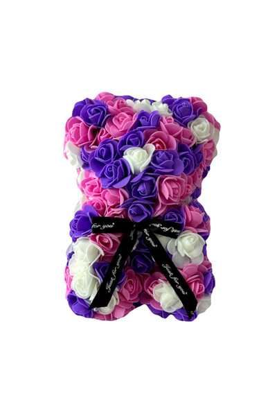 velve Ursulet floral Mozaic, cu trandafiri din spuma, 25 cm, decorat manual, ...