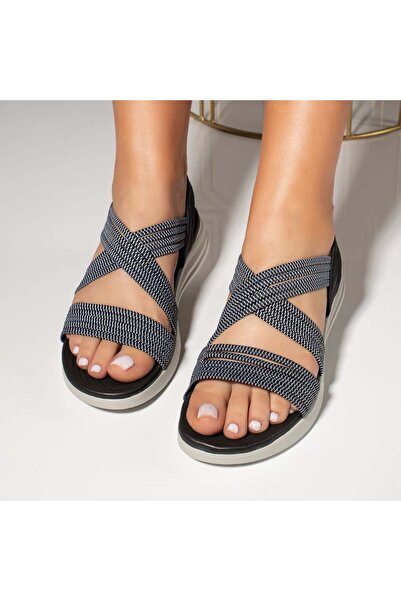 Modlet.ro Women's black sandals with elastic straps MOD11587