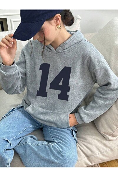 AFROGİYİM Women's 14 Printed Raised 2-Thread Hooded Sweatshirt