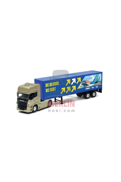 WELLY 1/64 - Scania V8 R730 4x2 ve Kapaklı Dorse Tır Çekici
