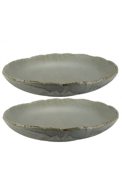 Culinaro Set 2 farfurii adanci portelan FUJI ASH, D25xh5,3cm, gri