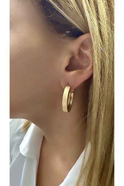 VNS Accessories İthal Mat Rodyum Kaplama Düz Model Halka Küpe (3 cm)