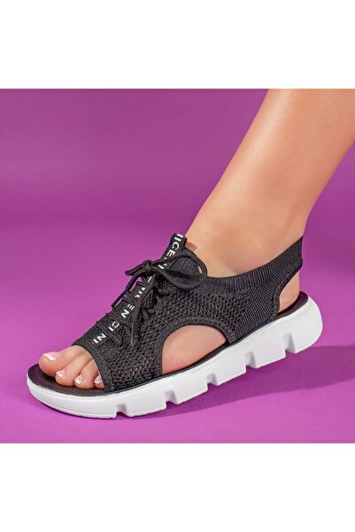 Modlet.ro Women's black flat-sole sandals MOD11347