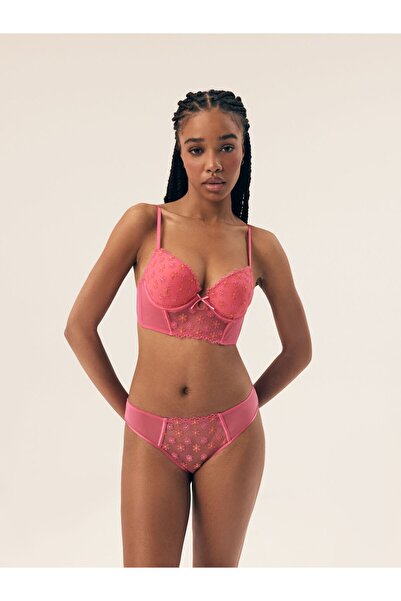 ESOTIQ Chiloți de damă din plasă, stil hipster, cu flori și panglici drăguțe brodate | Bloomy