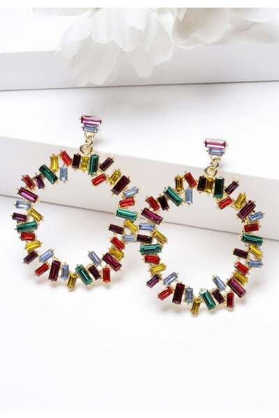 Avant-Garde Paris Cercei cu pandantiv din cristale rotunde și multicolore