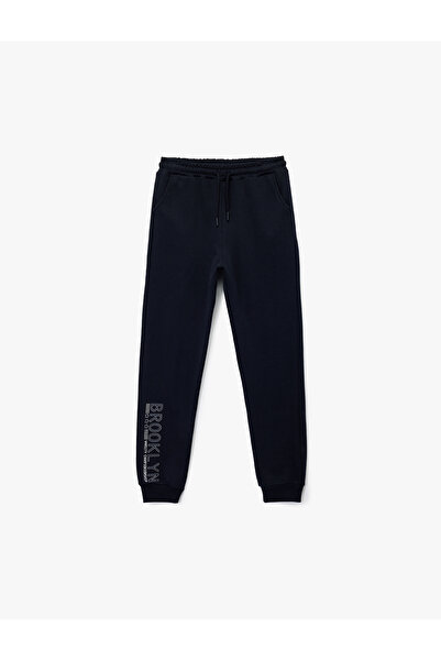 Koton Beli lastikli Baskı Detaylı Cepli Jogger Lacivert Erkek Çocuk Eşofman Altı 6WKB40098TK