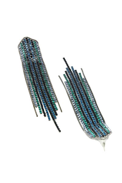 Avant-Garde Paris Cercei cu franjuri de cristal în albastru