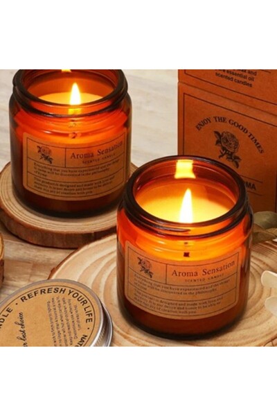 Flippy Scented Candle – Brown Jar, Sea Salt Aroma, Vegetable Wax, 6 x 6.5 x 6.5 cm