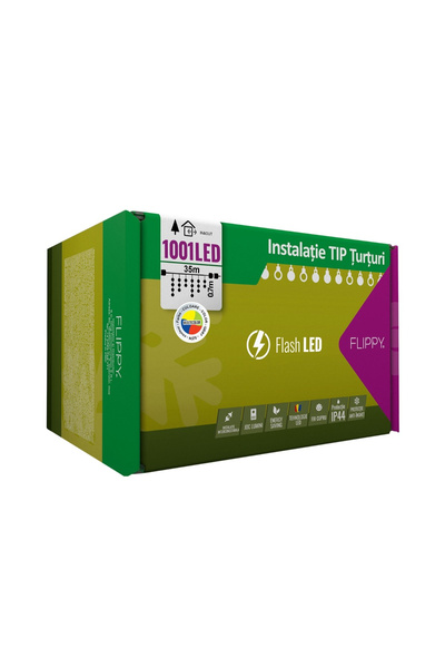 Flippy Instalatie Craciun, 35 m, 1001 Led-uri ,Franjuri, Multicolor, Flash, T...