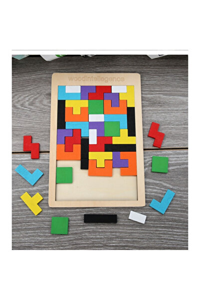 Flippy Puzzle Montessori, Flippy, din Lemn, Tip Tetris, +36 Luni, Forme Nereg...