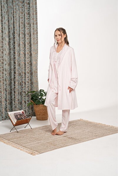 Lohusa Homewear Дамски зимен специален дизайн комплект от халат и пижама за б...