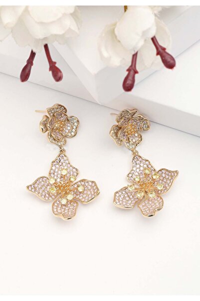 Avant-Garde Paris Cercei cu pandantiv floral cu două niveluri Diva