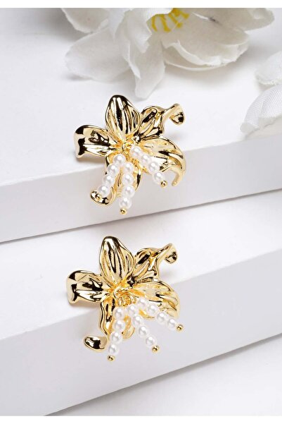 Avant-Garde Paris Cercei cu flori și mărgele din aur