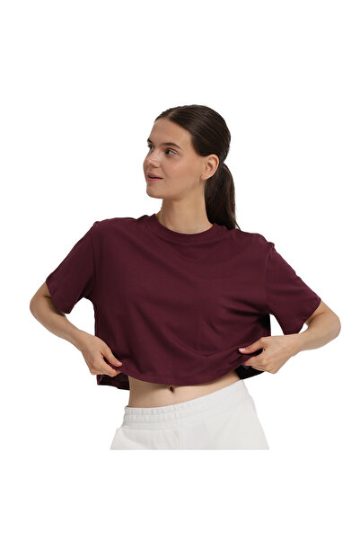 Sportive Sedona Cropped Kadın Bordo Günlük Stil T-Shirt 25KK1034-BRD