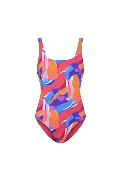 Bloovii Women's Swimsuit One-Piece Cut-Out Back Classic Style Abstract Colourful Pattern | Jamaica