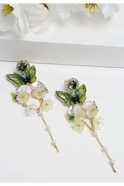 Avant-Garde Paris Cercei lungi suspendați cu cristale fluture