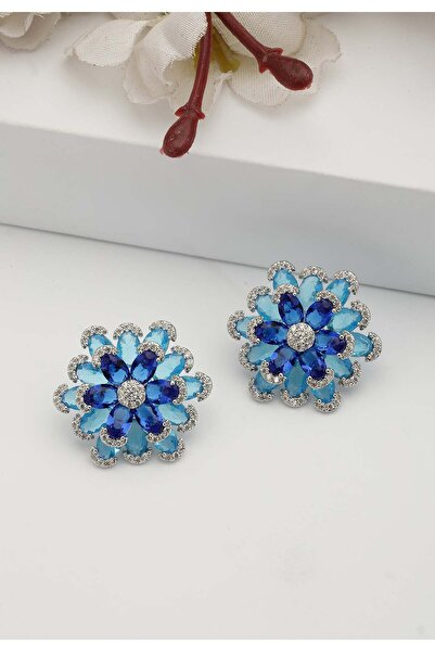 Avant-Garde Paris Cercei florali albaștri radianți