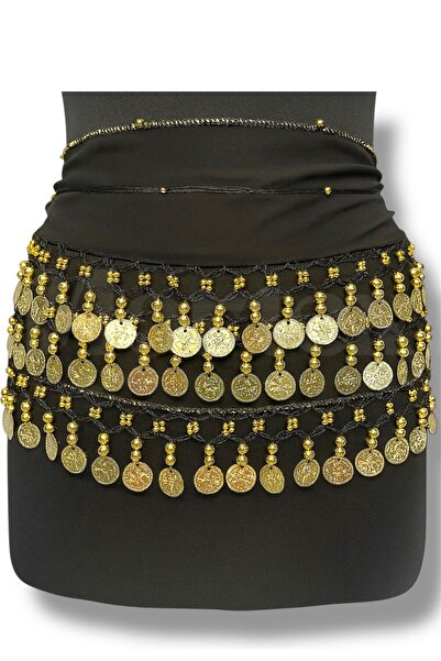 COOL NİGHT Gold Şakira Oryantal Dansöz Dans Kemeri Pullu Zilli Kına GECESİ Oyun Eğlence Düğün Shakira Kemer